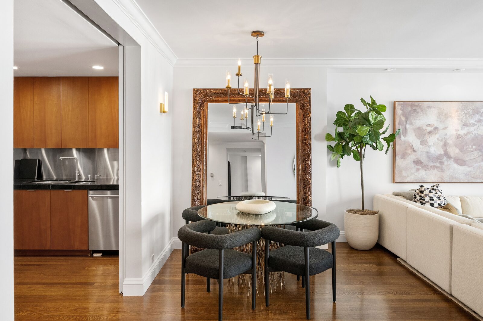 Living room balcony with Bay views and golden light