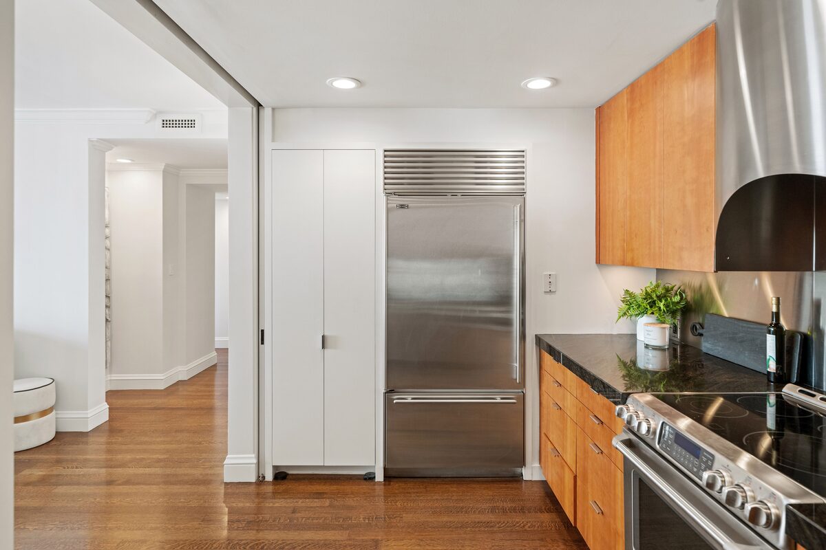 Chef's kitchen with stainless steel appliances